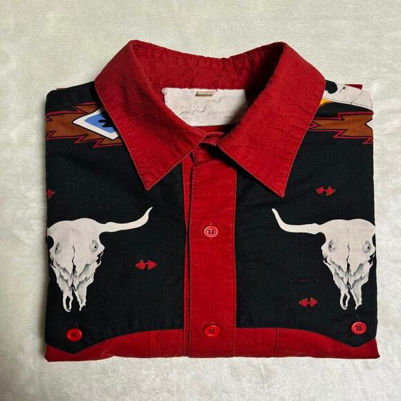 Vintage Yoked Western Cowboy Shirt Men's L Art-to-Wear Southwest Rockabilly - Picture 11 of 11